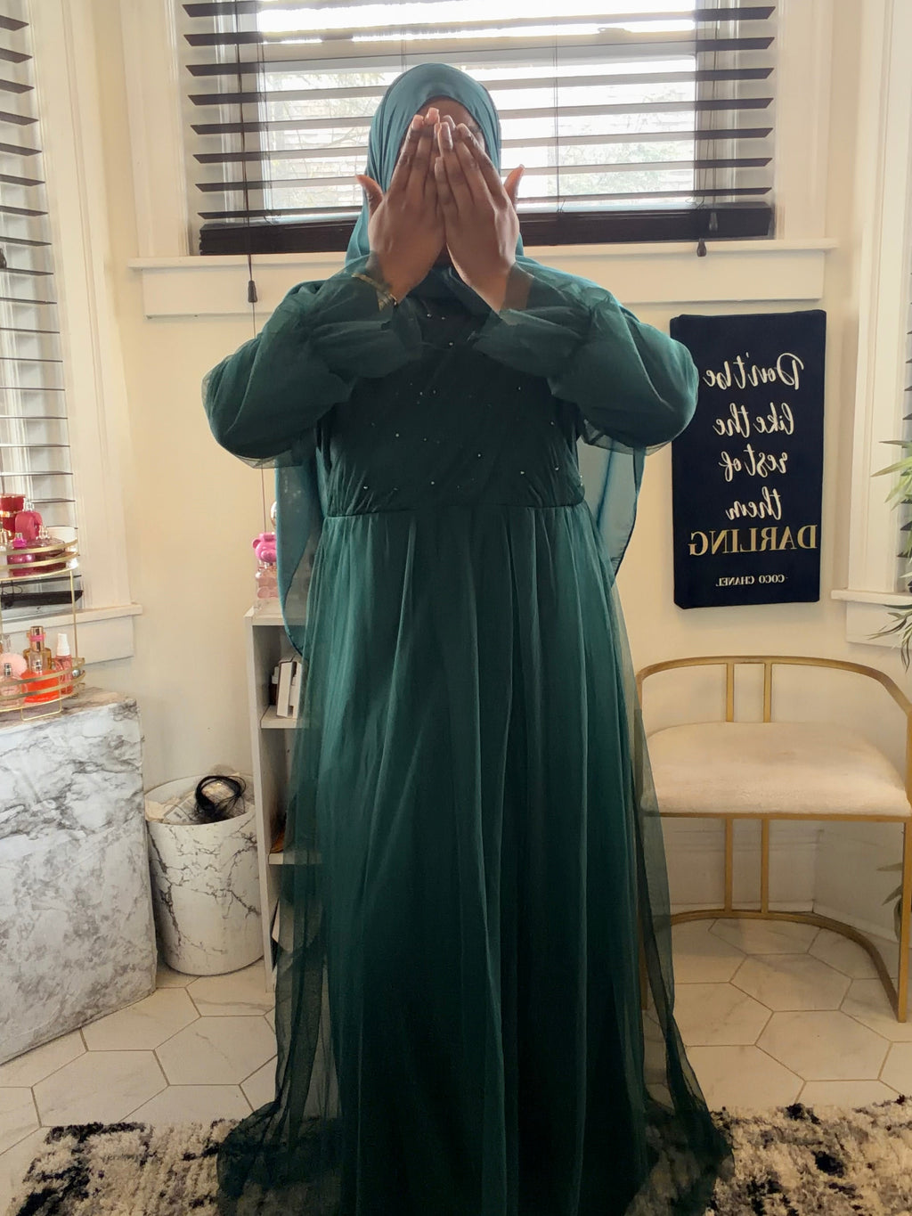 Emerald green abaya
